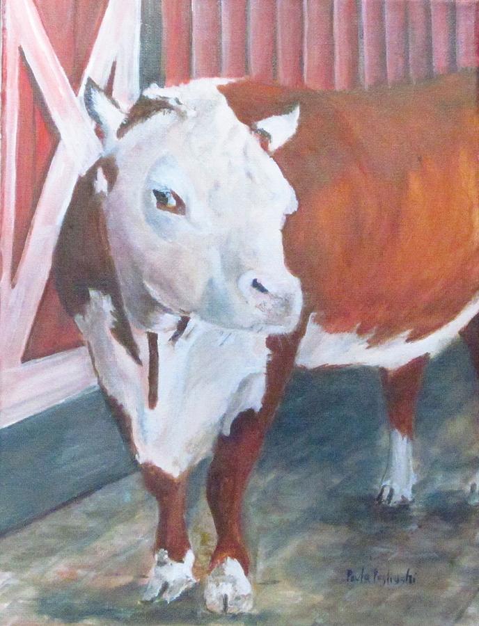 Cow Painting - You Lookin At Me by Paula Pagliughi