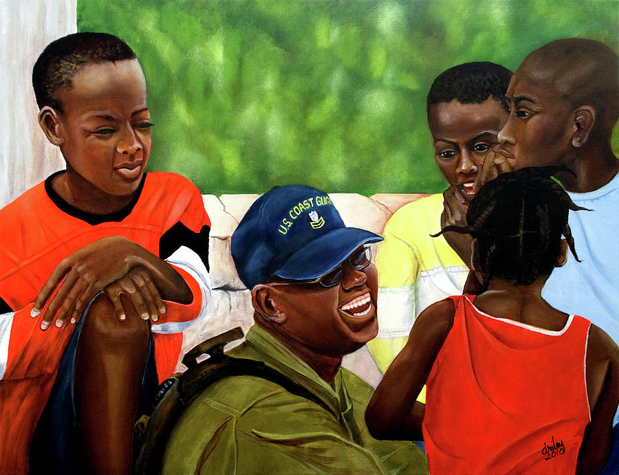 You Make Me Smile Coast Guard in Haiti Painting by Dorothy Riley