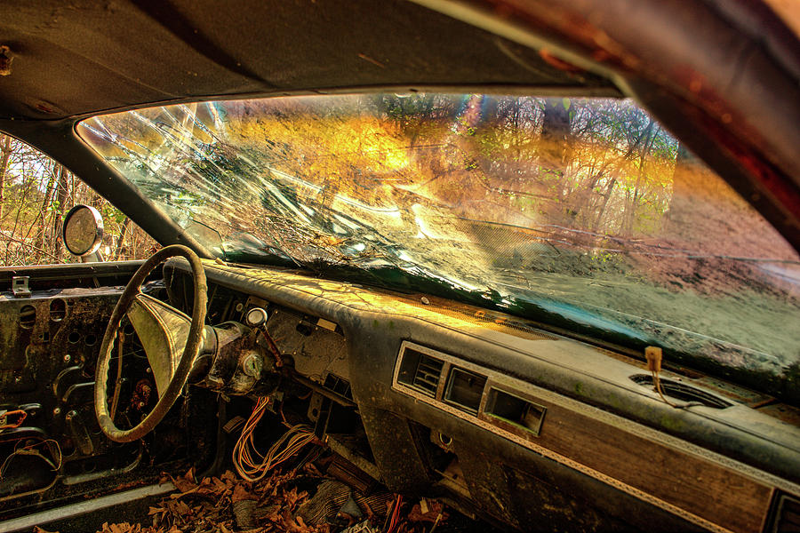 You through Windshield of Antique Car Photograph by Douglas Barnett