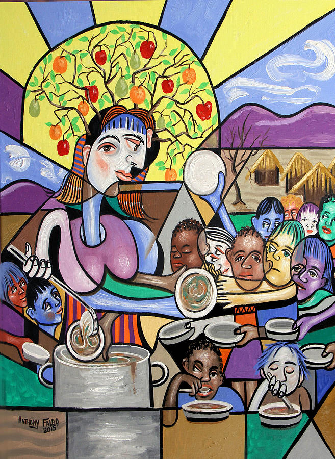 Giving To The Poor Painting - You Will Know Them By There Fruits by Anthony Falbo