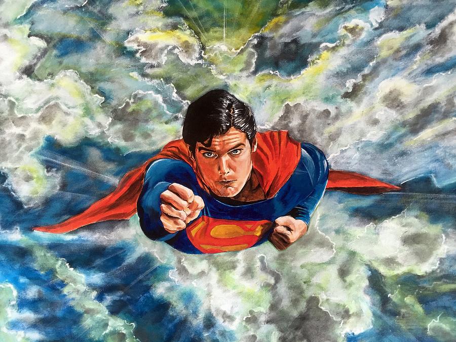 Superman Painting - Youll Believe A Man Can Fly by Joel Tesch