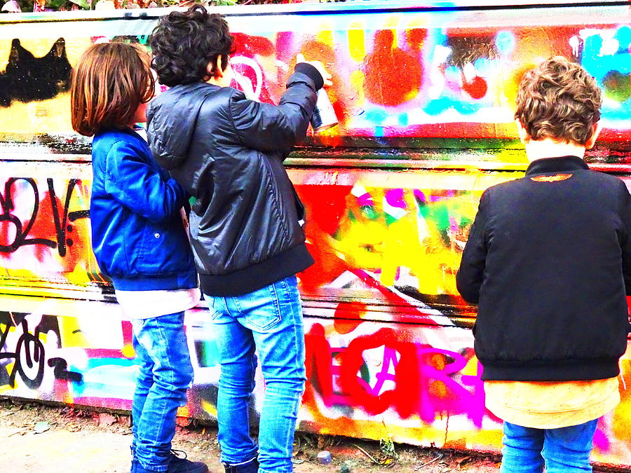 Young Aerosol Artists In Paris  Photograph by Funkpix Photo Hunter