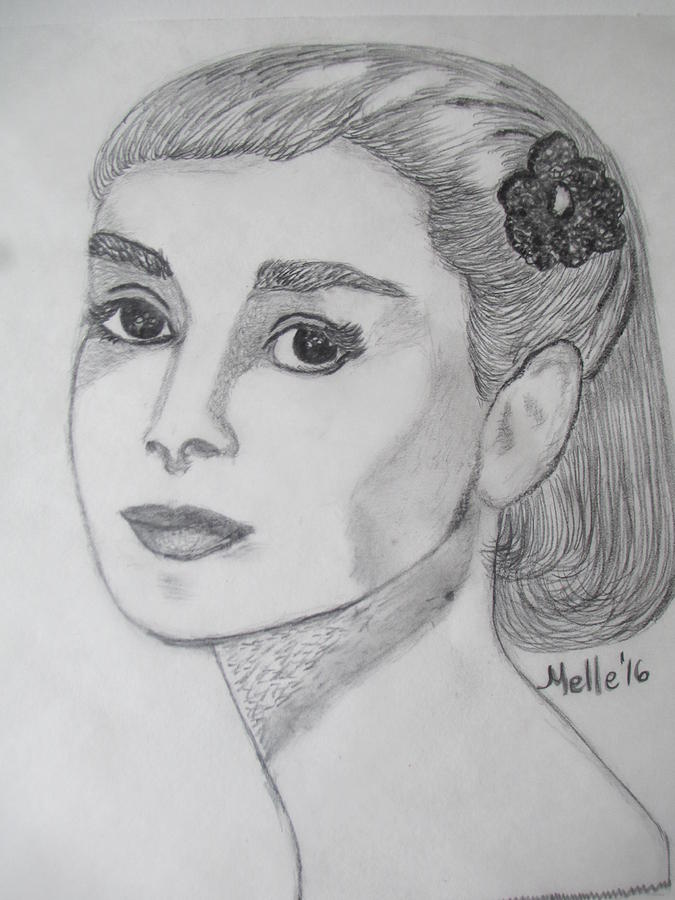 Young Audrey Hepburn Series2 B Painting By Carmela Maglasang - Fine Art 