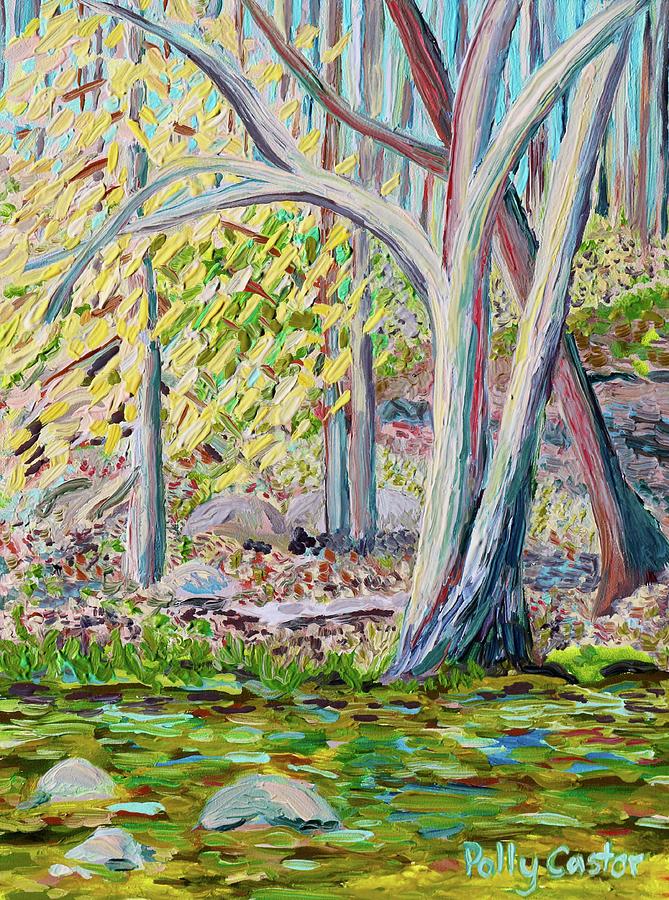 Young Beech Tree in Early Spring Painting by Polly Castor