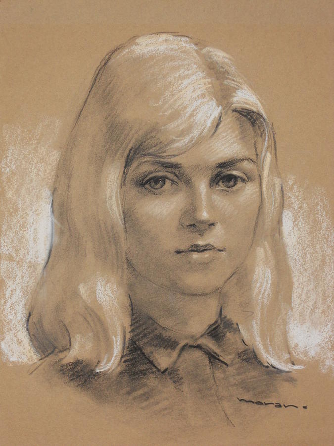 Young Blond Girl Drawing by Charles Vernon Moran - Pixels