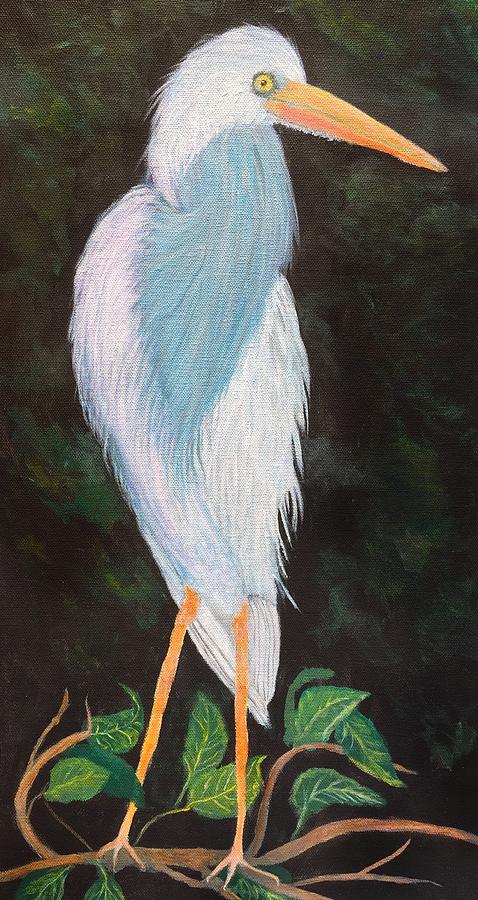 Young Blue Heron Painting by Anne Sands