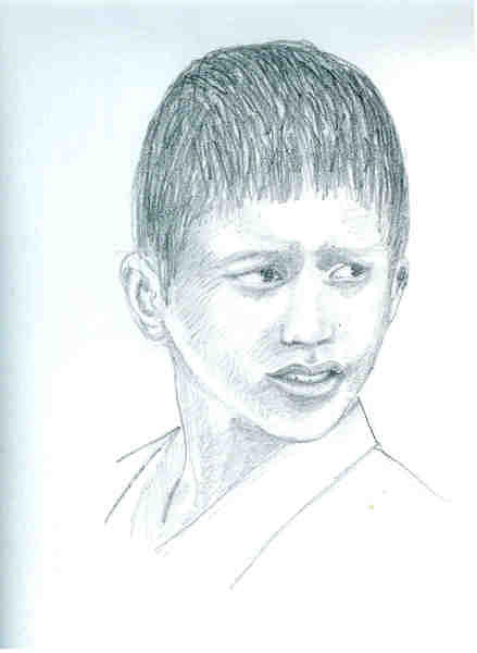 Young boy Drawing by Asha Sudhaker Shenoy