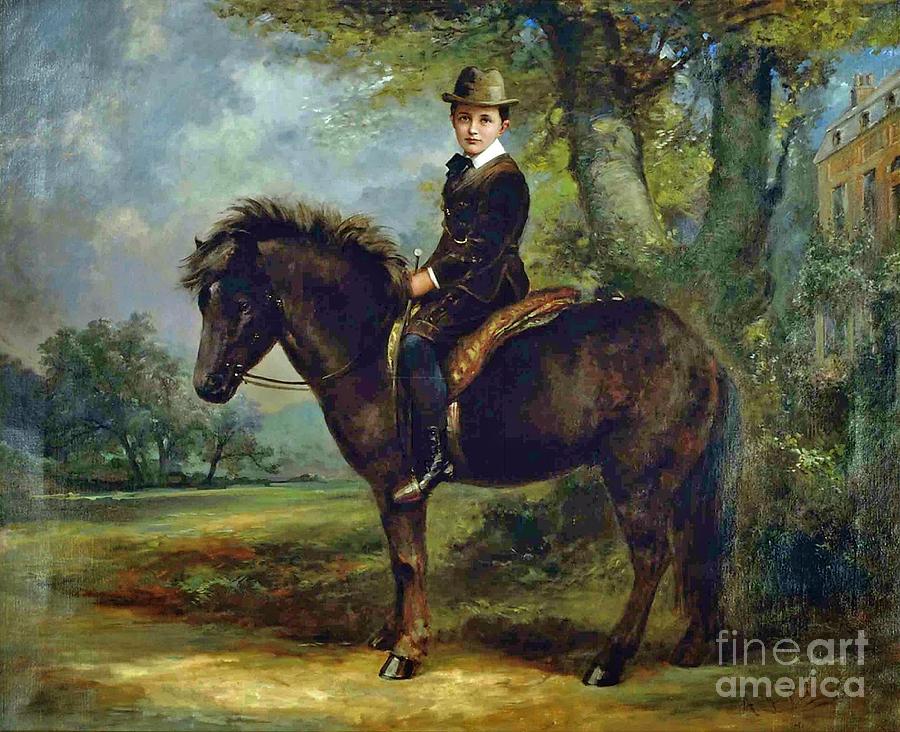 Young Boy on a Shetland Pony Painting by MotionAge Designs