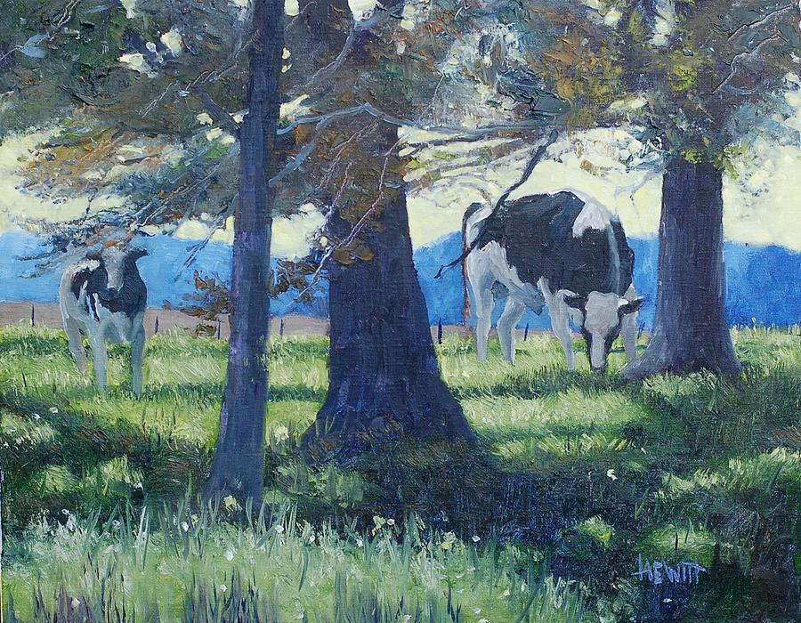 Cow Painting - Young Bulls 2 by Philip Hewitt