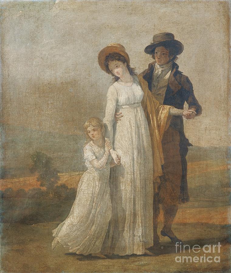 Young Couple With A Little Girl Painting by Celestial Images