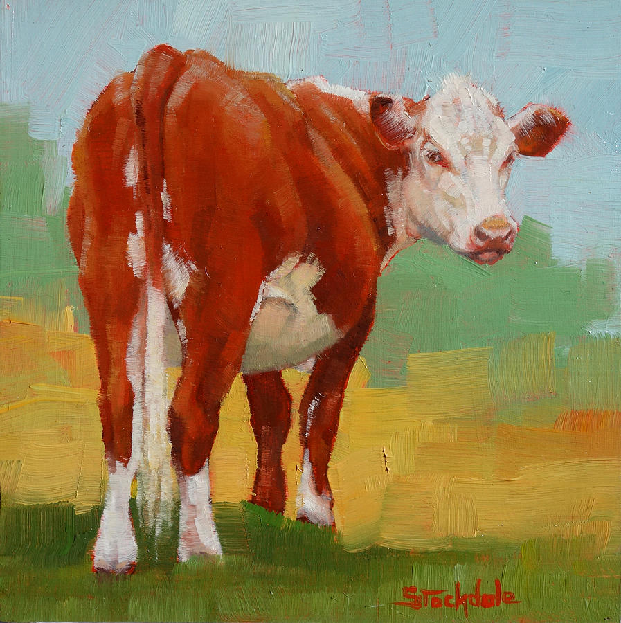 Young Cow Painting by Margaret Stockdale