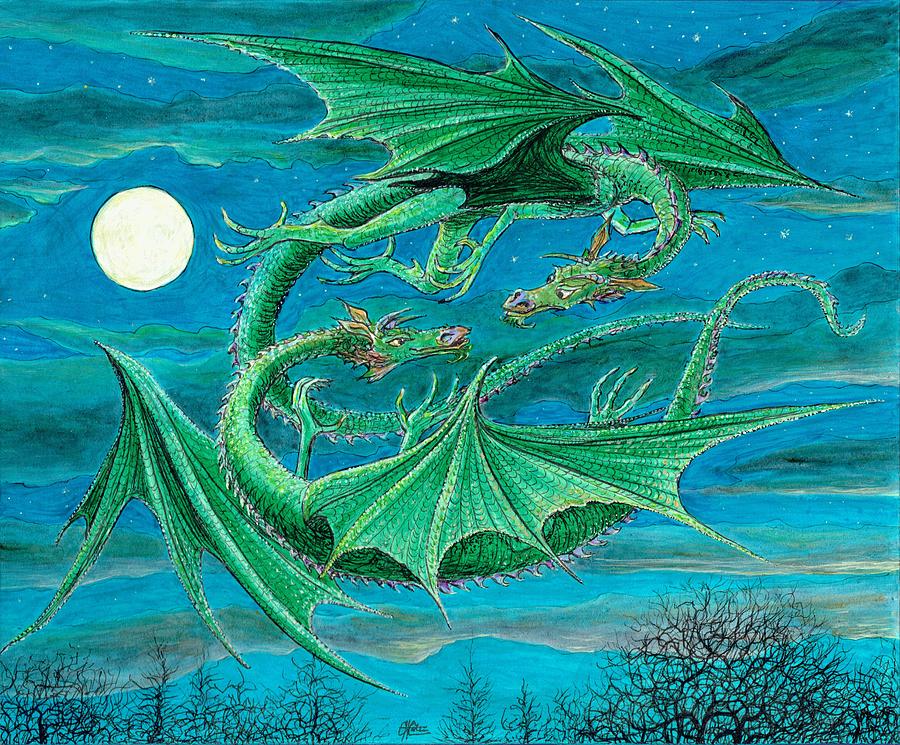 Young Dragons Frisk Painting by Charles Cater