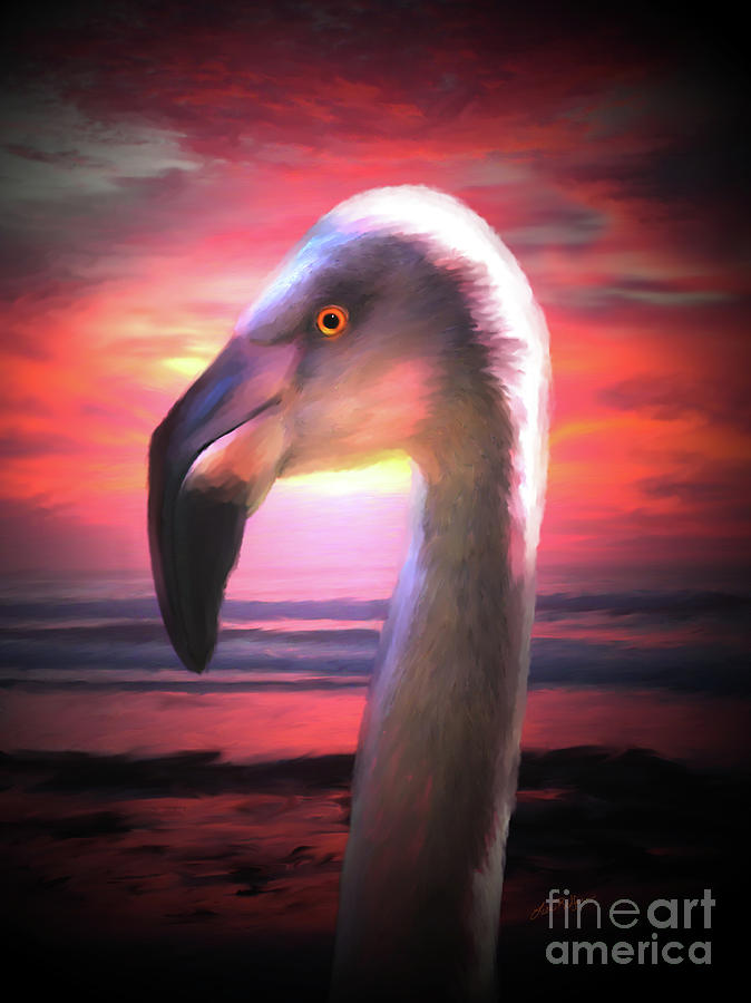 Young Flamingo - Thinking Pink Digital Art by Lisa Redfern