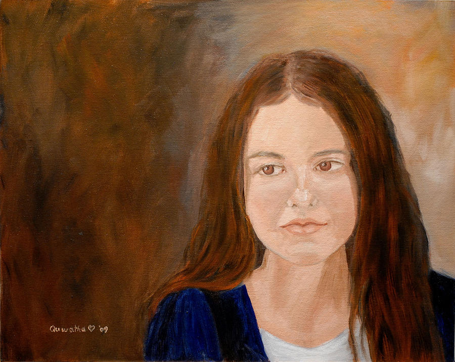 Portrait Painting - Young Girl Approaching Womanhood by Quwatha Valentine