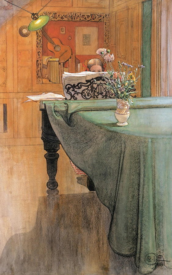 Music Painting - Young Girl At A Grand Piano by Carl Larsson