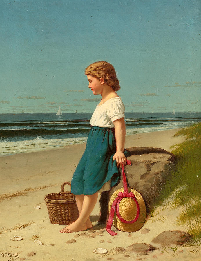 Young Girl at the Seashore Painting by Samuel S Carr