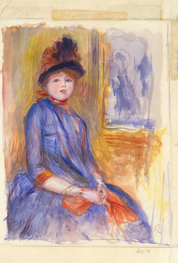 Young Girl in a Blue Dress Painting by Auguste Renoir