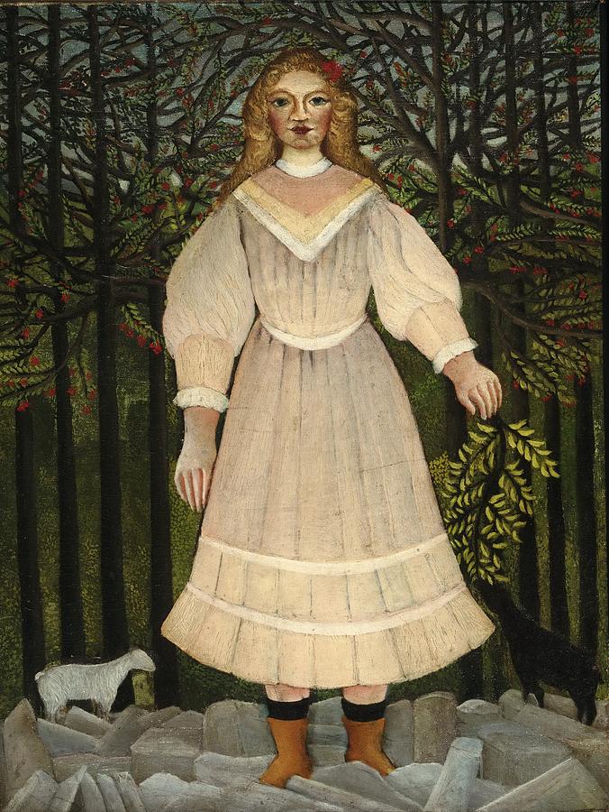 Young Girl In Pink Painting by Henri Rousseau