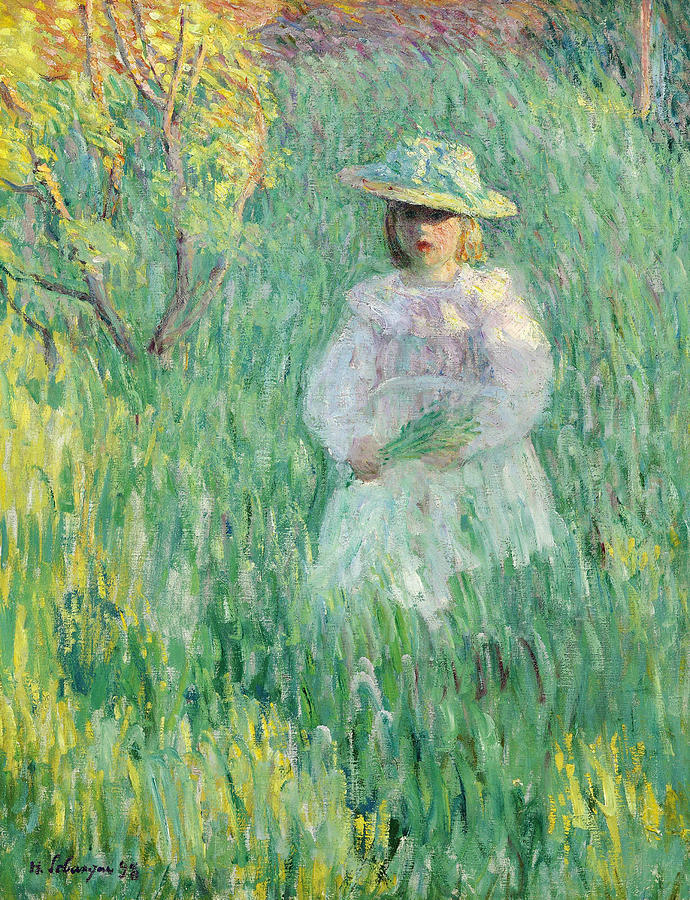Young Girl on the Meadow Painting by Henri Lebasque