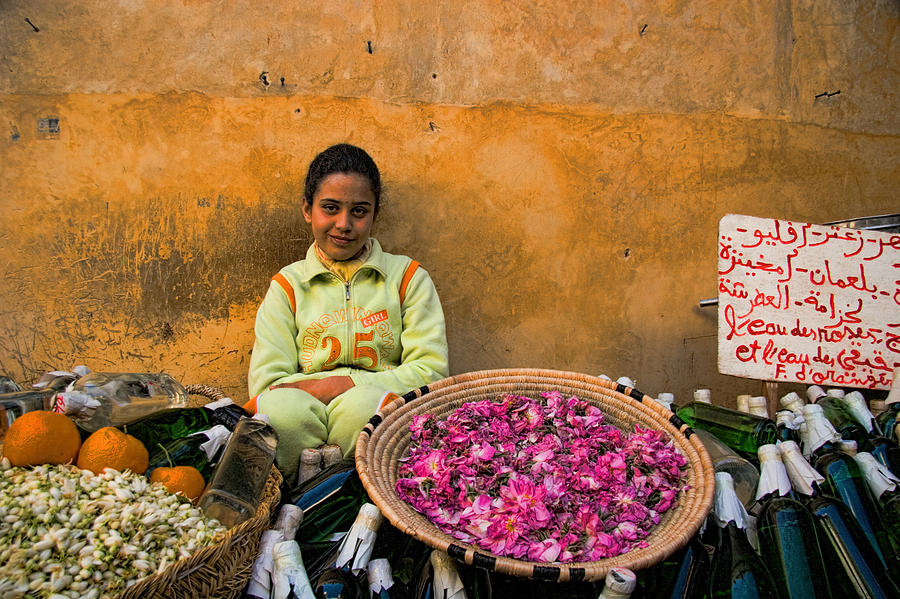 Young Girl Selling Rose Petals In The Medina Of Fes Morroco Photograph