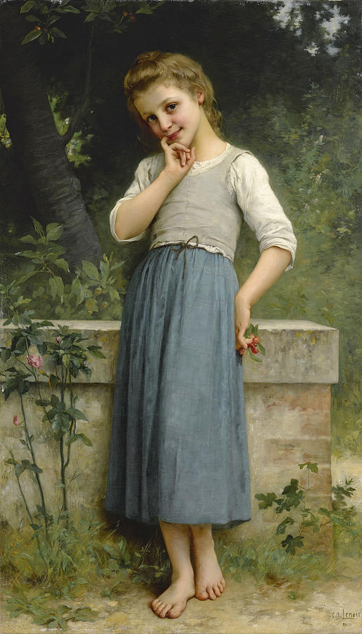 Young Girl with Cherries Painting by Charles Amable Lenoir