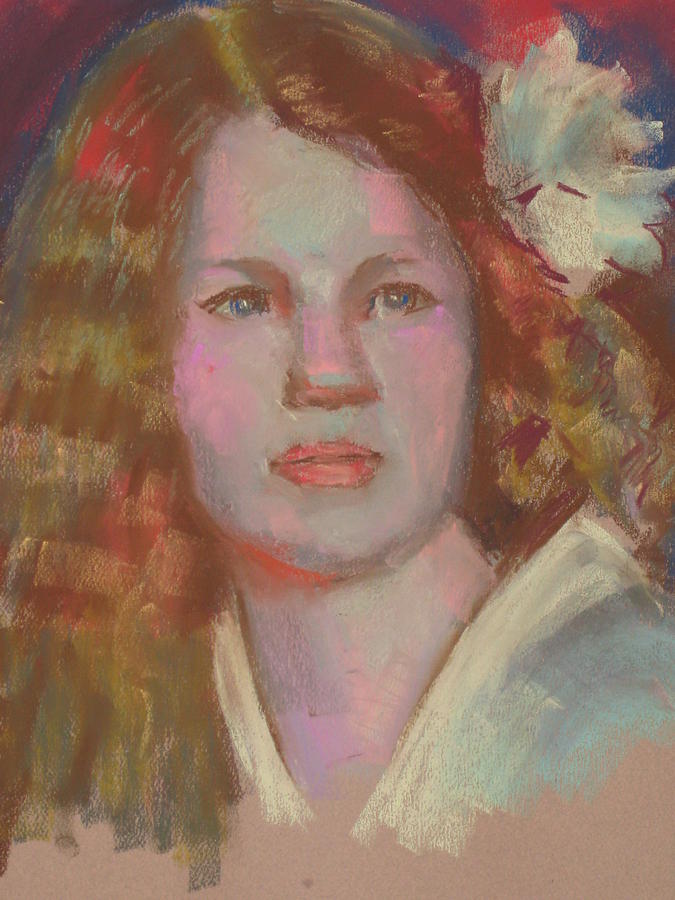 Young Girl With Flower In Her Hair Pastel By Pamela Preciado - Fine Art 