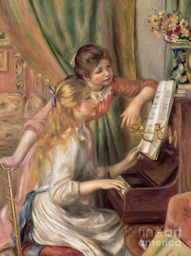 Young Painting - Young Girls at the Piano by Pierre Auguste Renoir