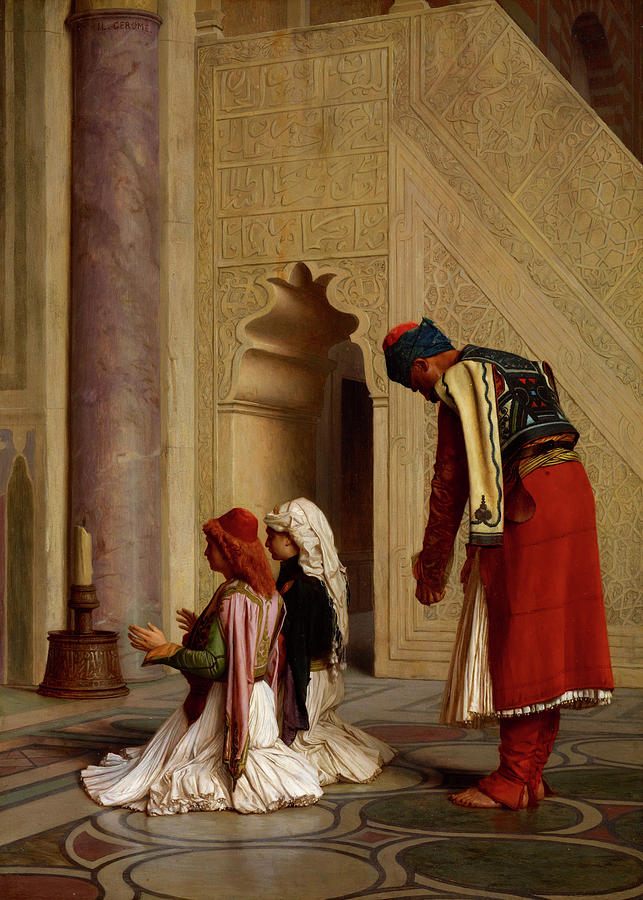 Young Greek Painting - Young Greeks in the Mosque, 1865 by Jean-Leon Gerome