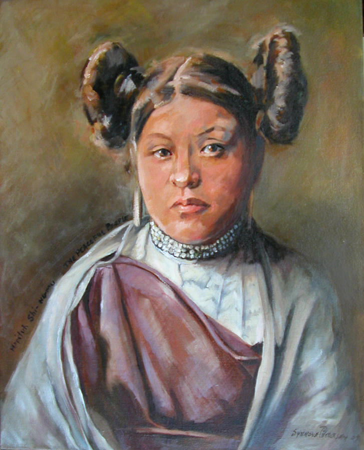 Young Hopi girl Painting by Synnove Pettersen