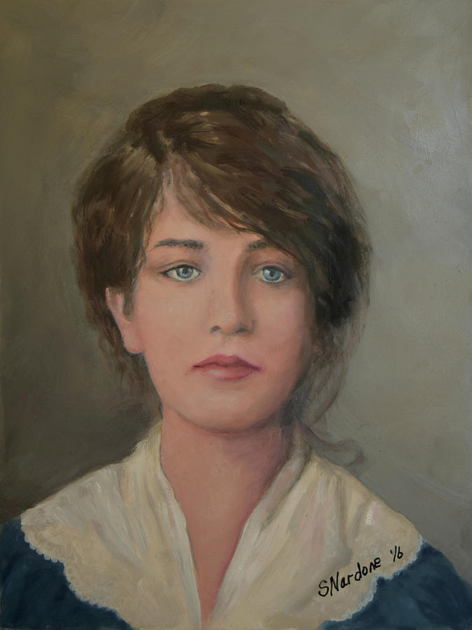 Young Irish Woman on Eliis Island Painting by Sandra Nardone