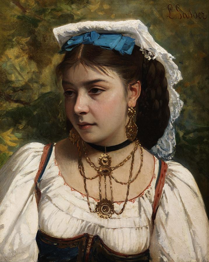 Young Italian Woman by Leonardo Gasser. Painting by Celestial Images