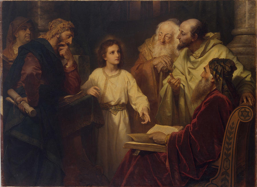 Young Jesus in the Temple Hofmann Painting by Celestial Images