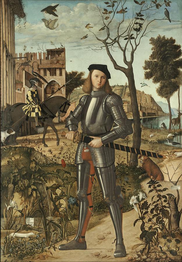 Young Knight in a Landscape 1510 by Vittore Carpaccio Painting by Celestial Images