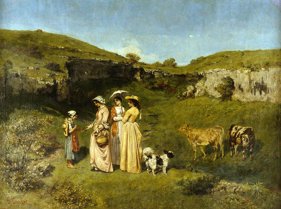 Young Ladies of the Village Painting by Gustave Courbet