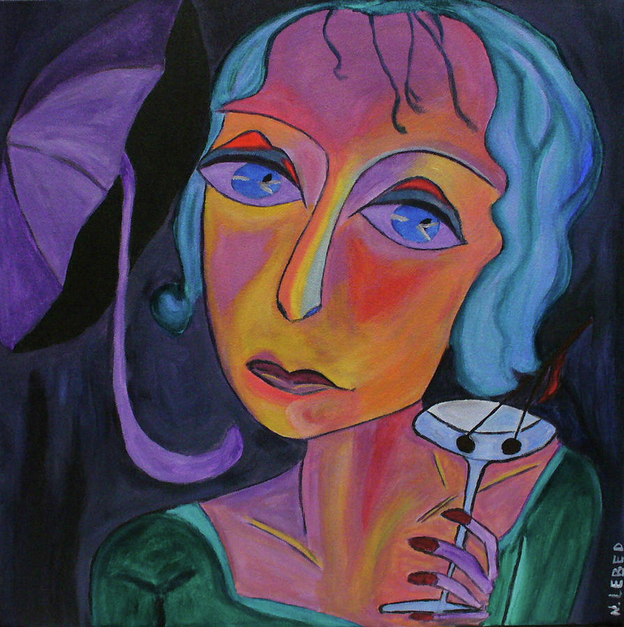 Wine Painting - Young Lady by Natalia Lebed