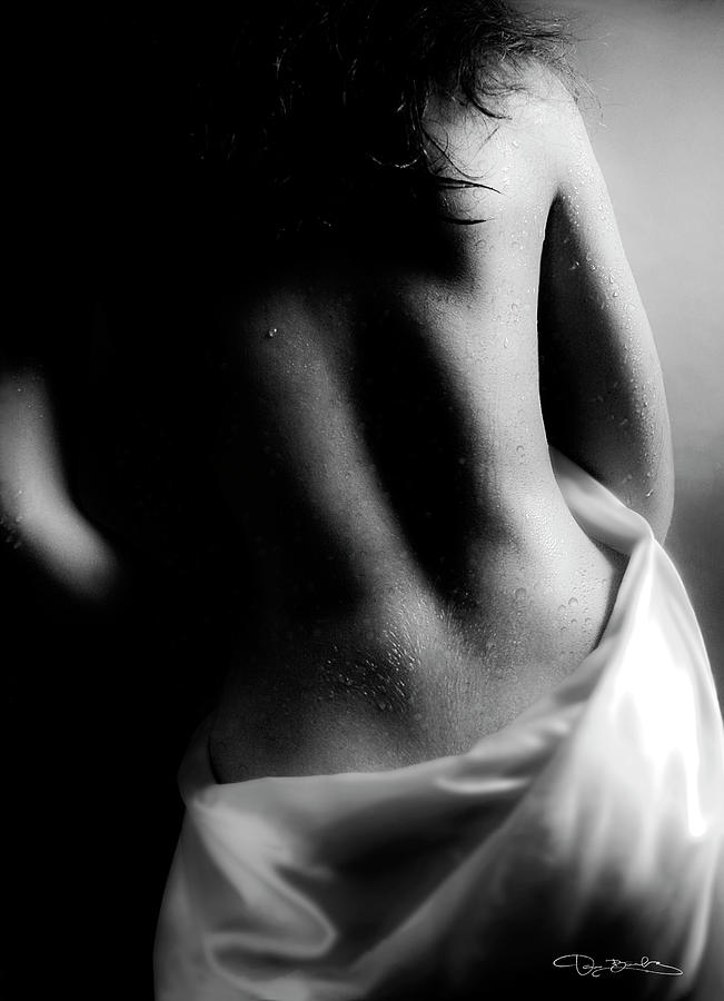 Young Ladys Wet Torso Wrapped In Satin Photograph by Dan Barba