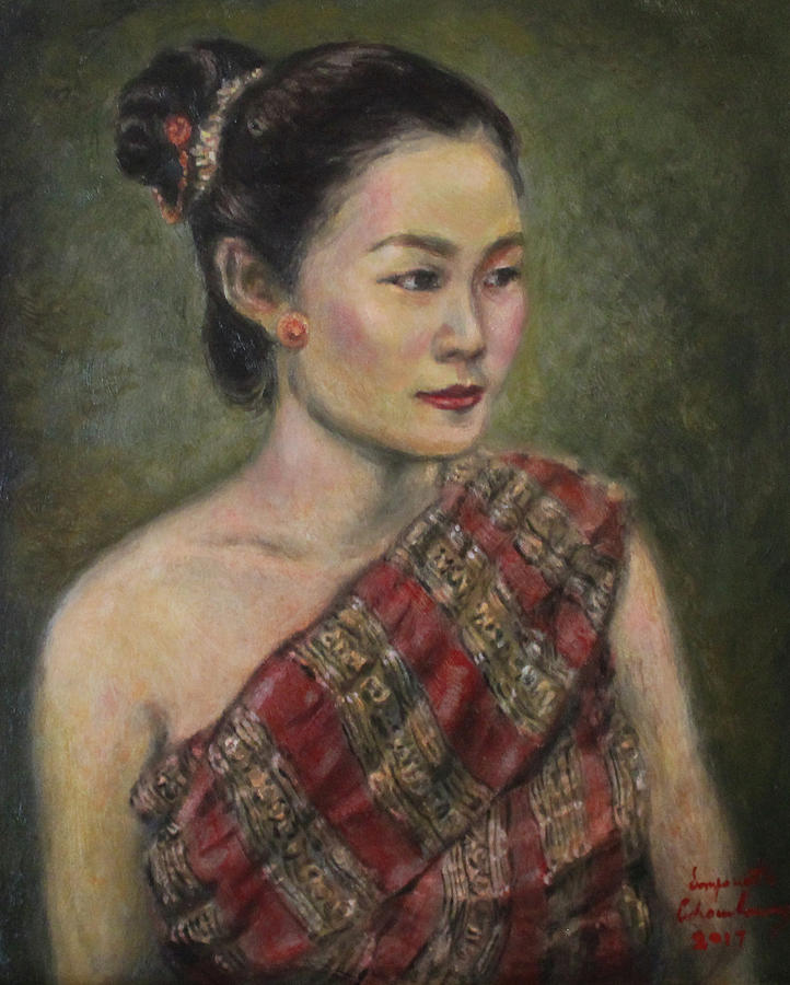 Young Lao Maiden Painting by Sompaseuth Chounlamany