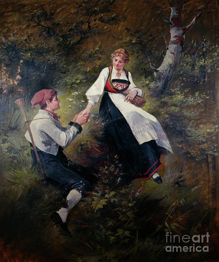 Young Love Painting by Nils Bergslien