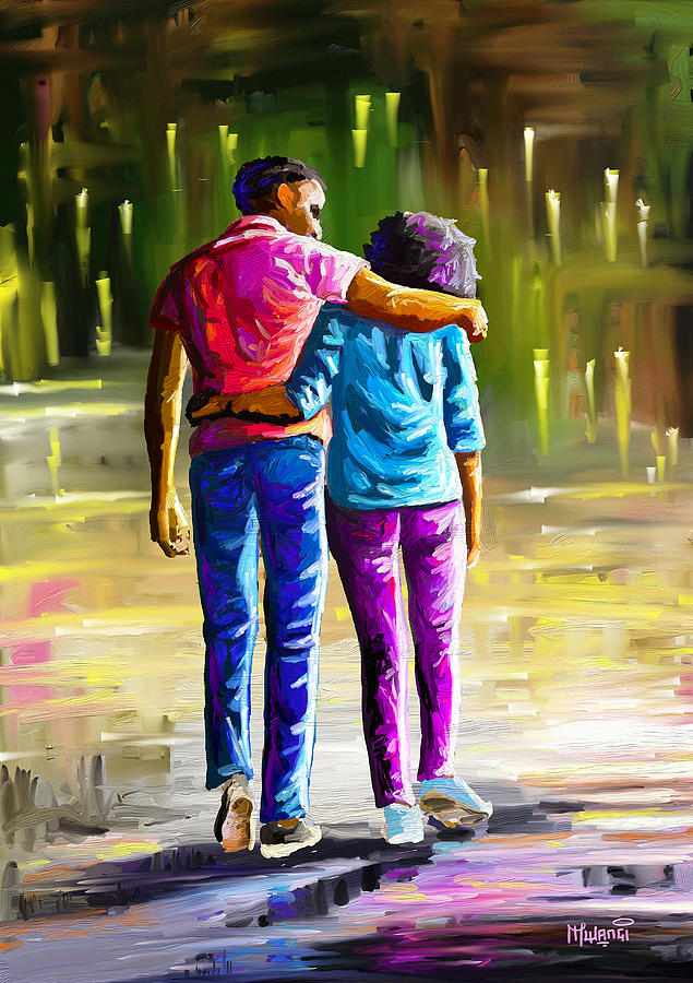 Love Painting - Young Lovers by Anthony Mwangi