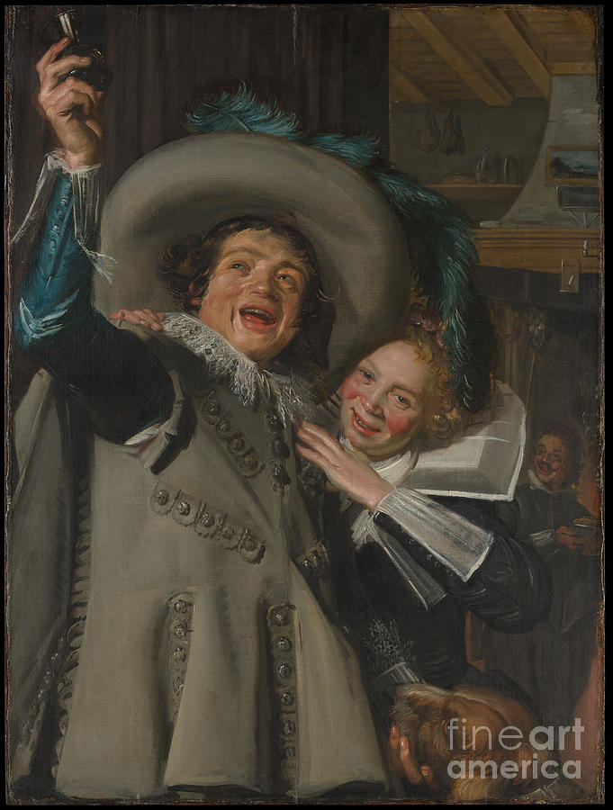 Frans Hals Painting - Young Man and Woman in an Inn  by Celestial Images