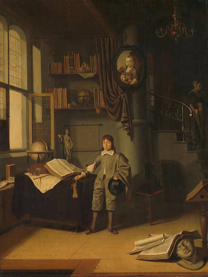 Young Man in a Study Painting by MotionAge Designs