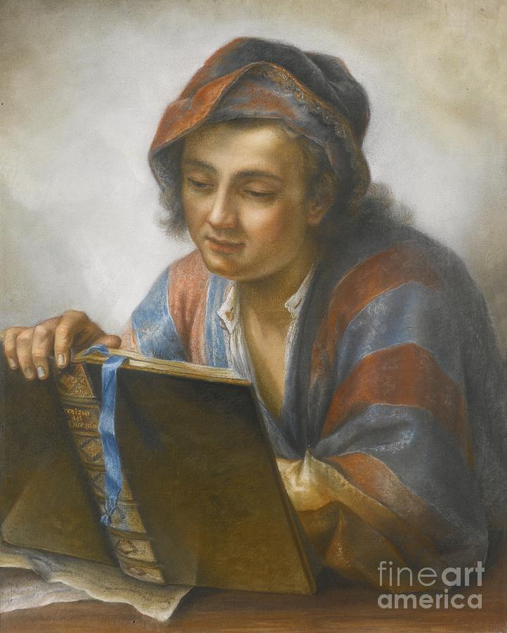 Young Man Reading Notizia Del Disegno Painting by MotionAge Designs