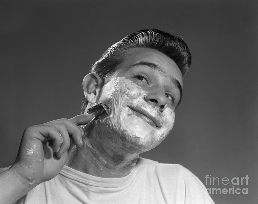 Young Man Shaving, 1950s Photograph by Debrocke/ClassicStock