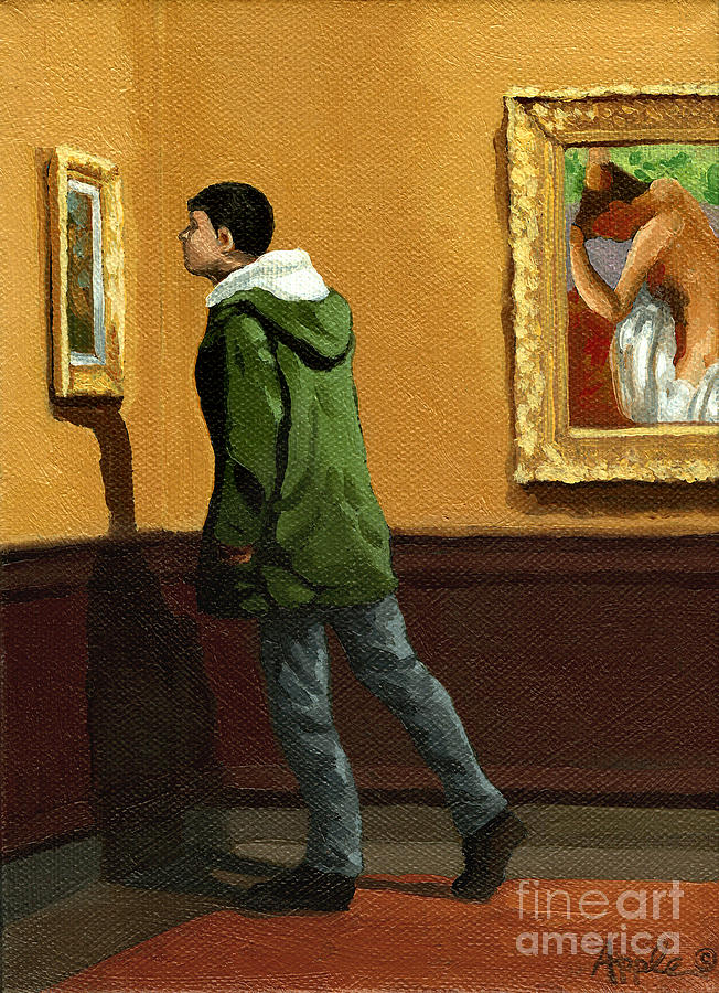 Young Man Viewing Art - painting Painting by Linda Apple