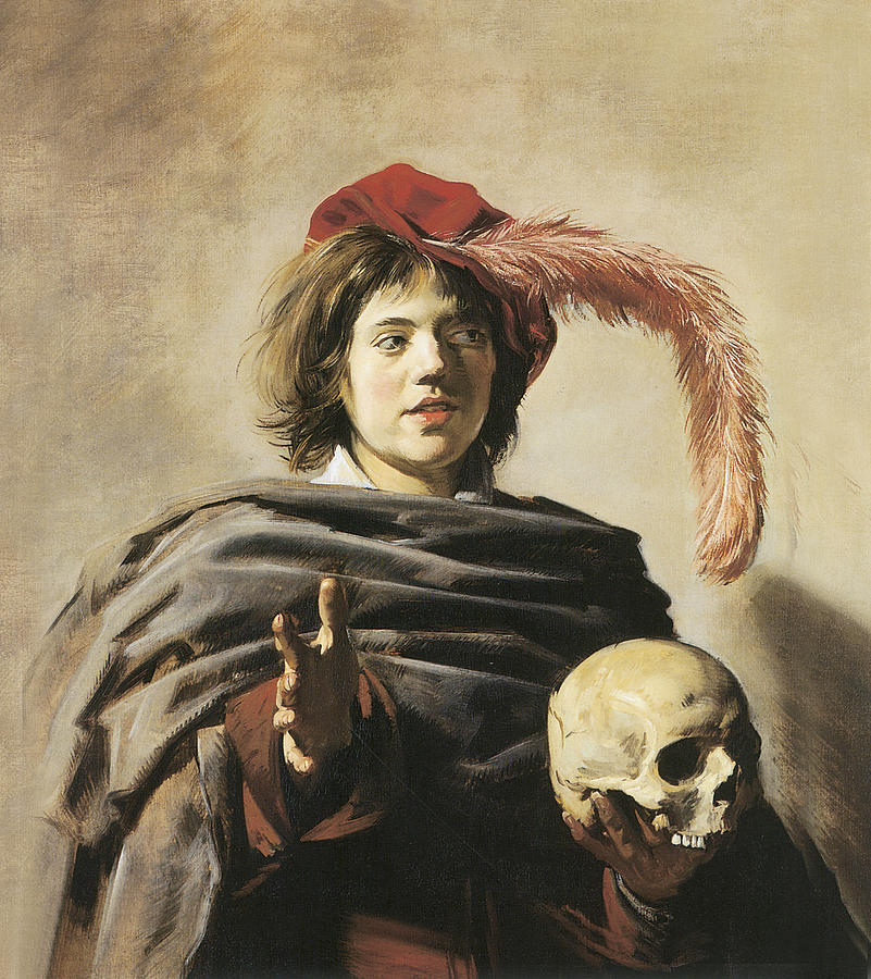 Young Man with a Skull Painting by Frans Hals
