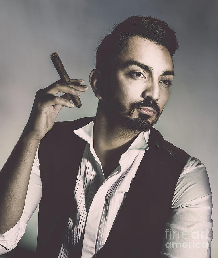 Portrait Photograph - Young Man With Cigar by Amanda Elwell Portrait Photograph - Young Man With Cigar by Amanda Elwell