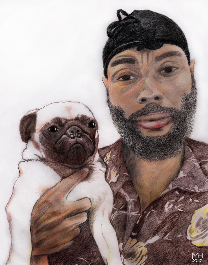 Young Man with Dog Drawing by Marilyn Borne