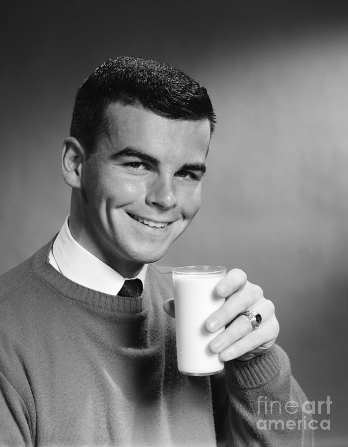 Young Man With Milk, C.1950s Photograph by H. Armstrong Roberts/ClassicStock