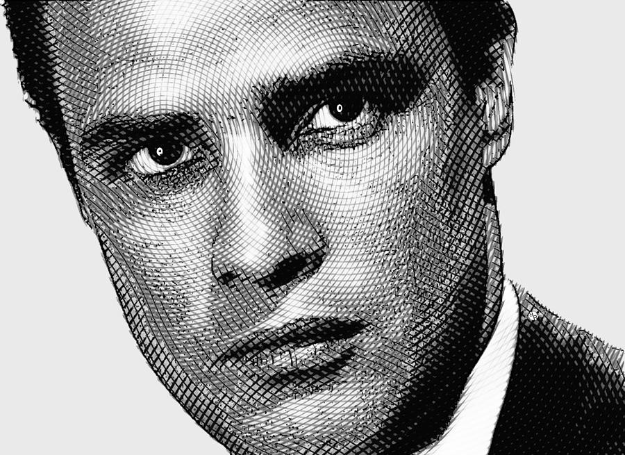 The Godfather Painting - Young Marlon Brando Etching Black Gray by Tony Rubino