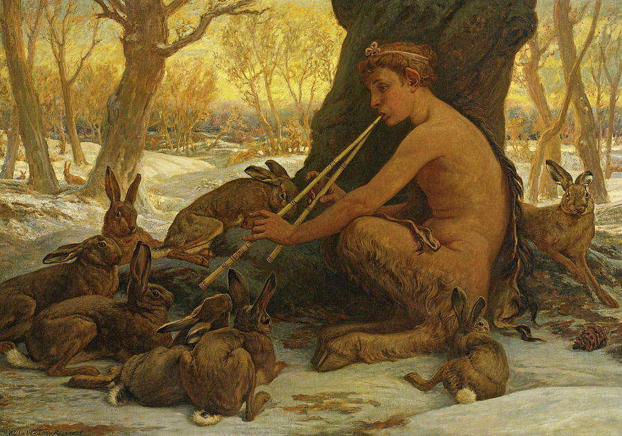 Young Marsyas. Marsyas enchanting the Hares Painting by Elihu Vedder